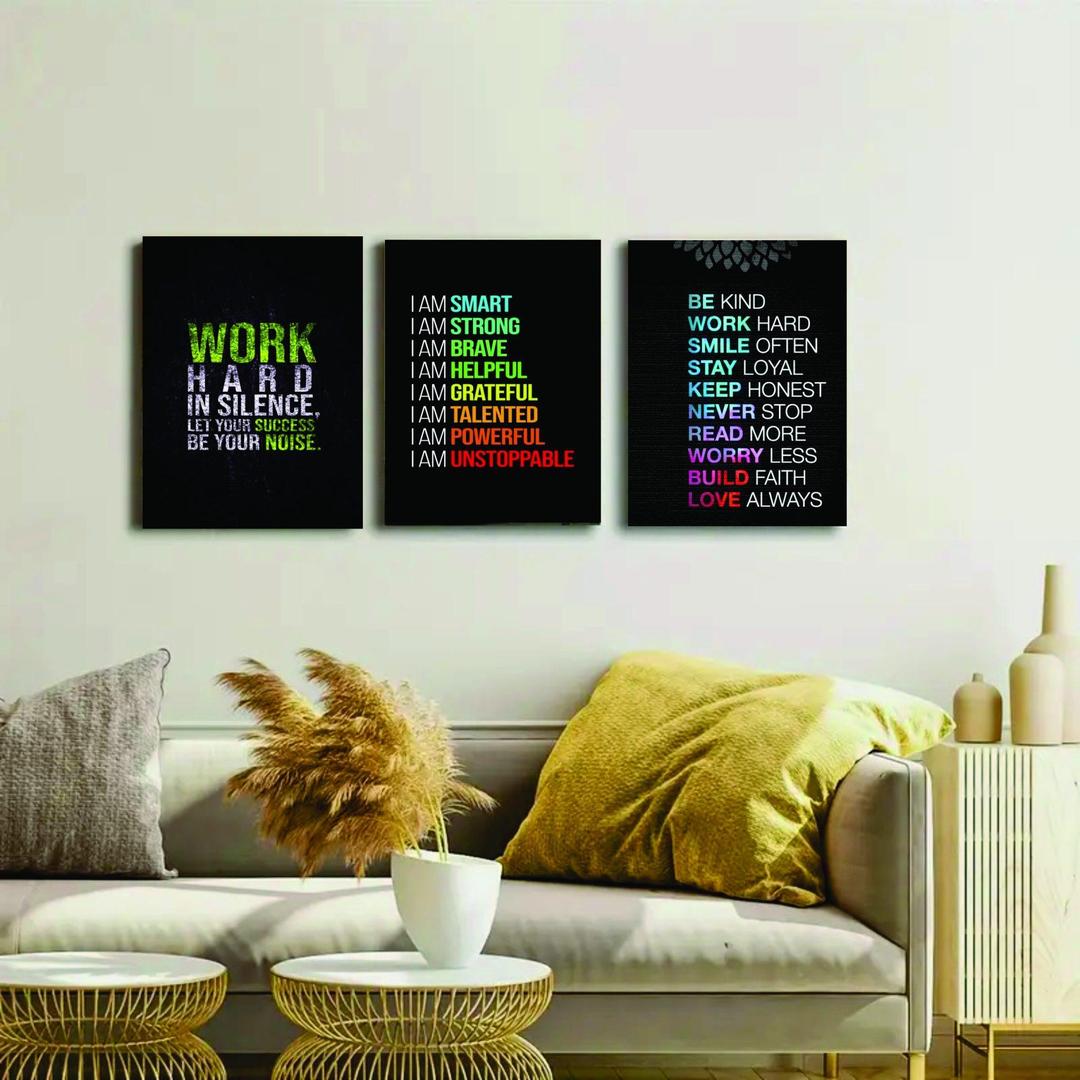 Multicolor Abstract Art Wall Frame - Set of 3 Pcs