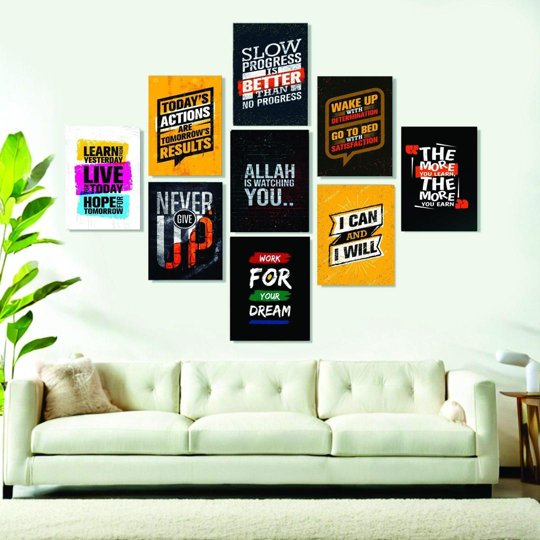 Multicolor Abstract Art Wall Frame - 9 Pcs for Stylish Home Decor